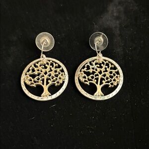 Elegant Gold and Silver Tree of Life Earrings
